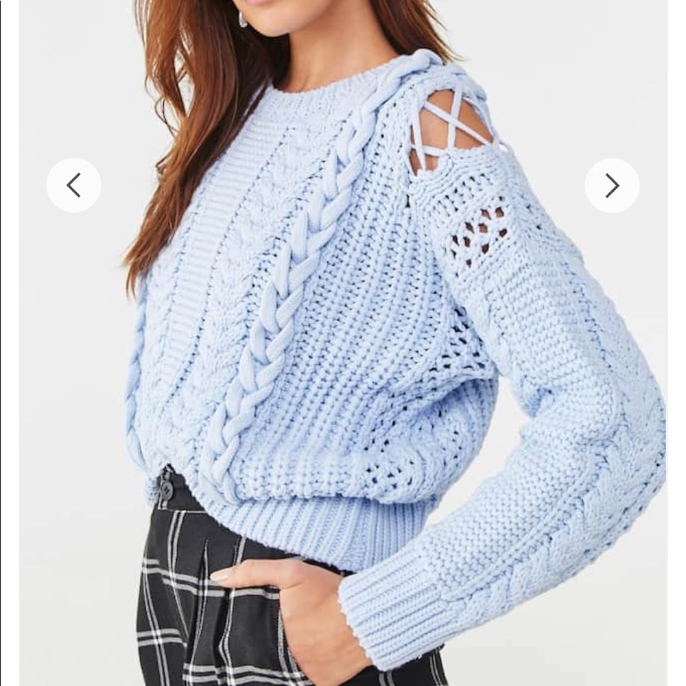 Light blue cable sweater